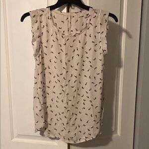 LOFT Cream Relaxed Sleeveless Blouse